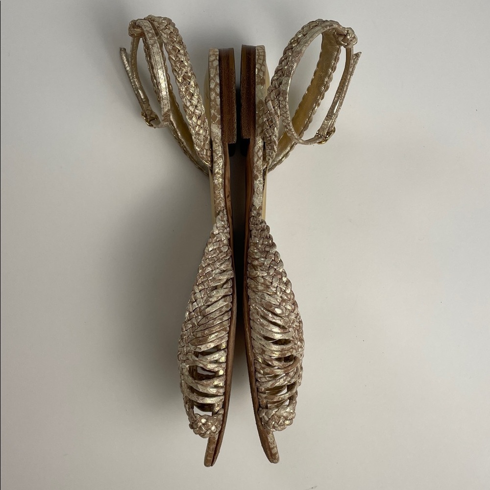 ALEXANDRE BIRMAN Agatha Flat Sandals Metallic Gold Leather. 39.5. - Picture 14 of 14